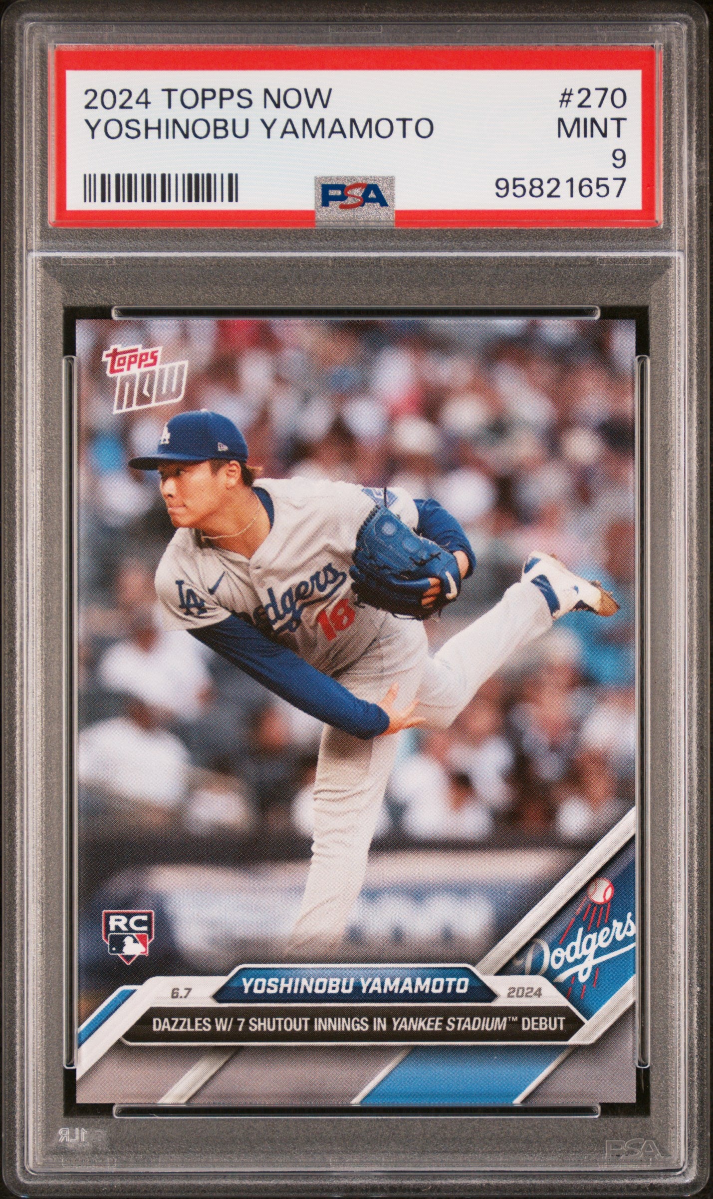 2024 Topps Now #270 Yoshinobu Yamamoto PSA 9