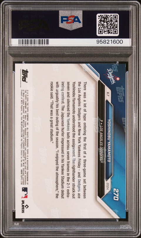 2024 Topps Now #270 Yoshinobu Yamamoto PSA 10