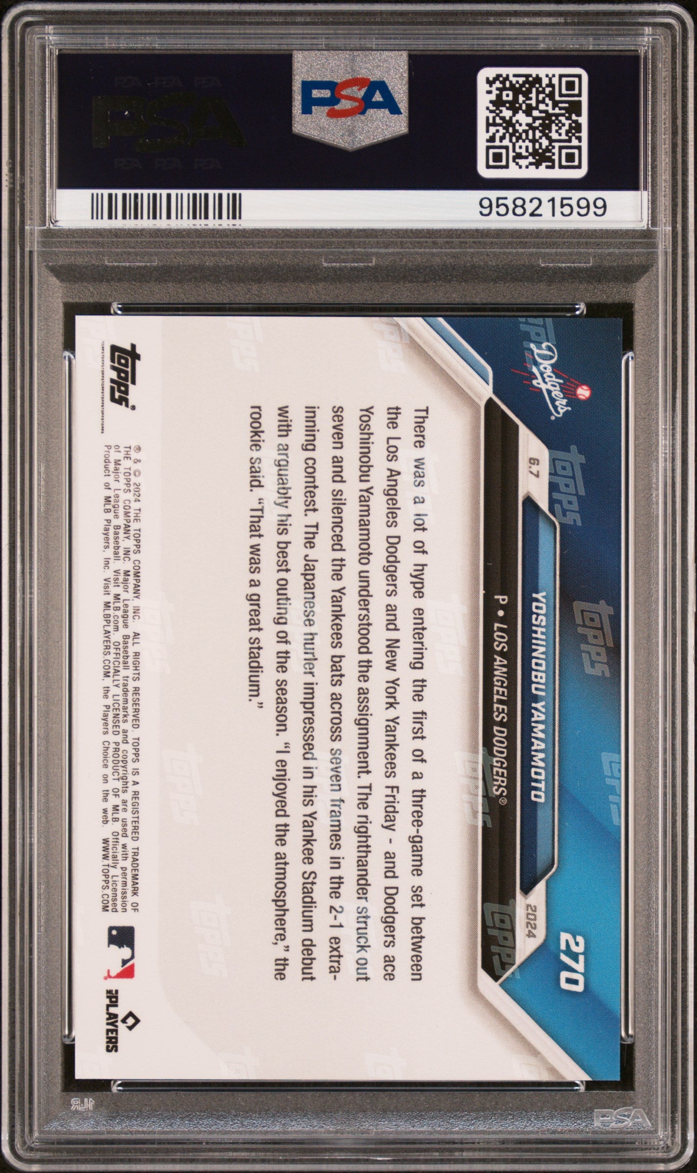 2024 Topps Now #270 Yoshinobu Yamamoto PSA 10