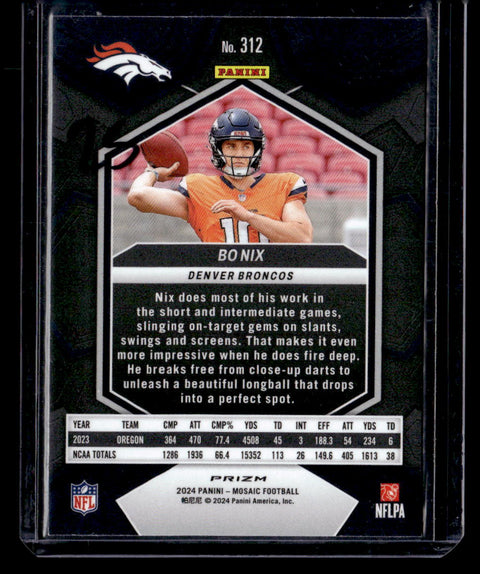 2024 Panini Mosaic #312 Bo Nix Blue Reactive