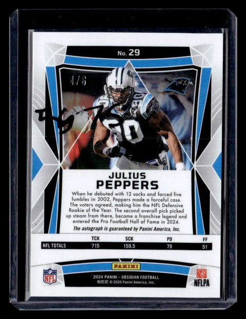 2024 Panini Obsidian #29 Julius Peppers Jade Green Autograph /6