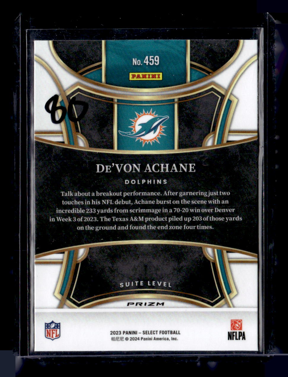 2023 Panini Select #459 De'Von Achane Cosmic