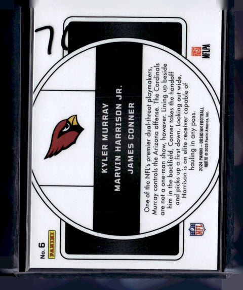 2024 Panini Obsidian #6 Kyler Murray/Marvin Harrison Jr. /James Conner  Nucleus