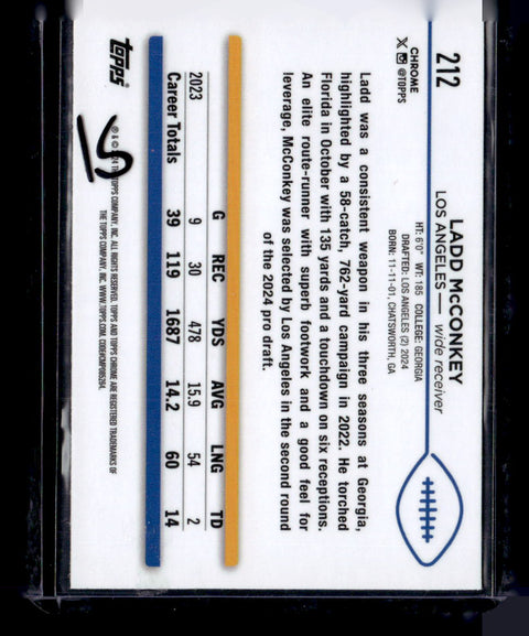 2024 Topps Chrome #212 Ladd McConkey bBlue Refractor /150