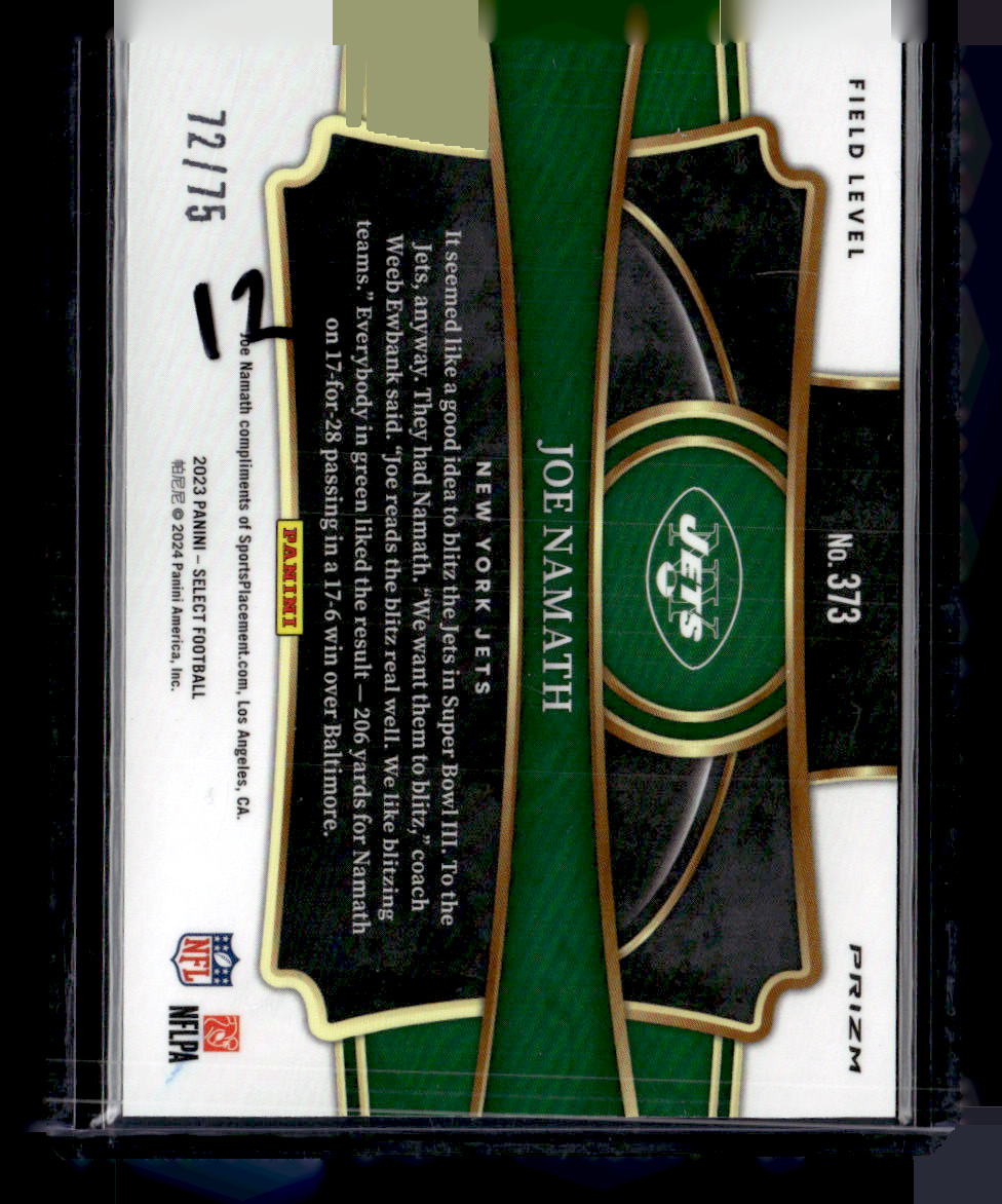2023 Panini Select #373 Joe Namath Red/White/Blue Wave /75