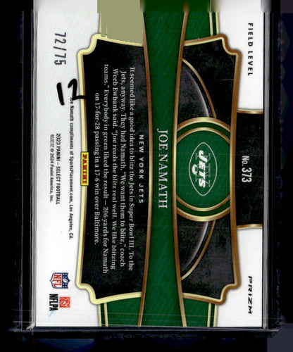 2023 Panini Select #373 Joe Namath Red/White/Blue Wave /75