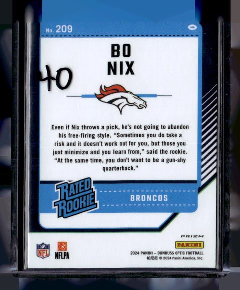 2024 Donruss Optic #209 Bo Nix Green Velocity