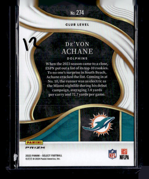 2023 Panini Select #274 De'Von Achane Disco