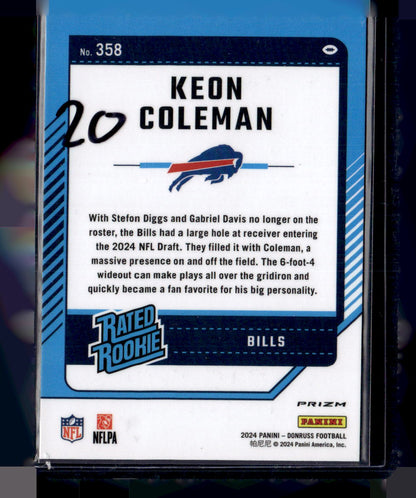 2024 Donruss #358 Keon Coleman Optic Rated Rookies Preview Red Pandora