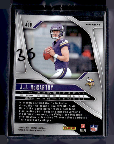 2024 Panini Prizm #400 J.J. McCarthy Red/White/Blue