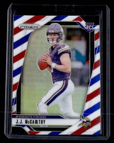 2024 Panini Prizm #400 J.J. McCarthy Red/White/Blue