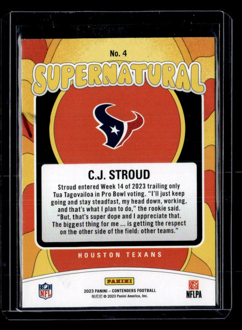 2023 Panini Contenders #4 Cj Stroud Supernatural