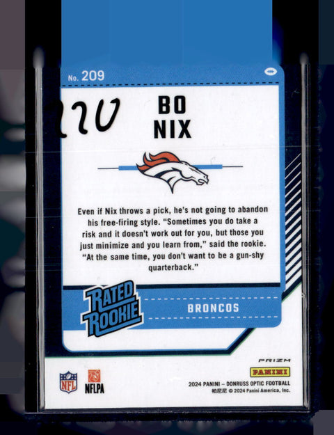 2024 Donruss Optic #209 Bo NIx Teal Velocity