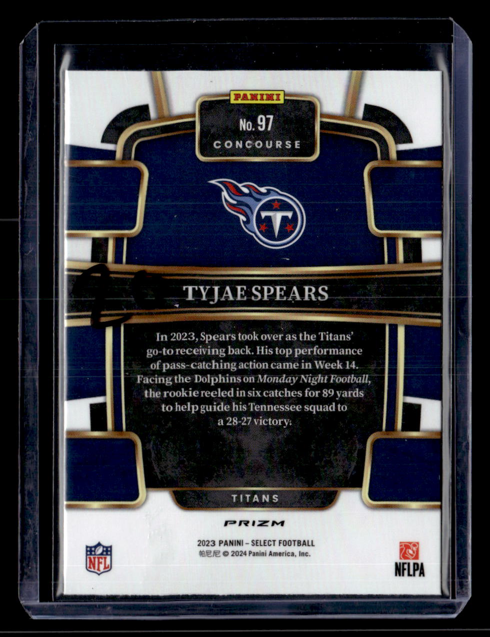 2023 Panini Select #97 Tyjae Spears Cosmic