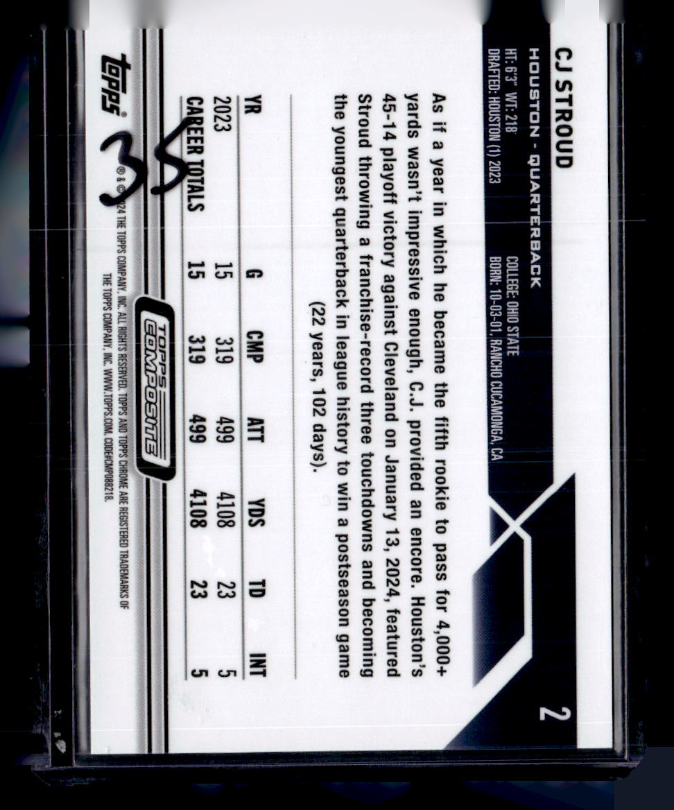 2024 Topps Chrome #2 Cj Stroud Purple Sparkle /250