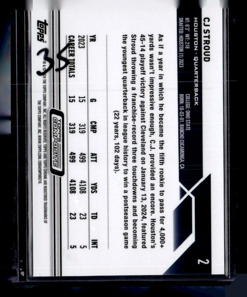 2024 Topps Chrome #2 Cj Stroud Purple Sparkle /250