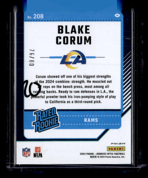 2024 Donruss Optic #208 Blake Corum Pink Velocity /80