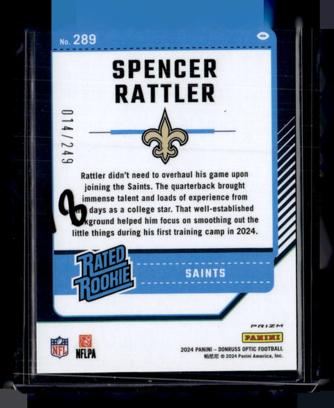 2024 Donruss Optic #289 Spencer Rattler Orange /249