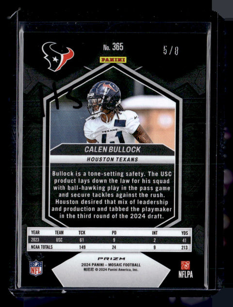 2024 Panini Mosaic Calen Bullock Black Yellow /8