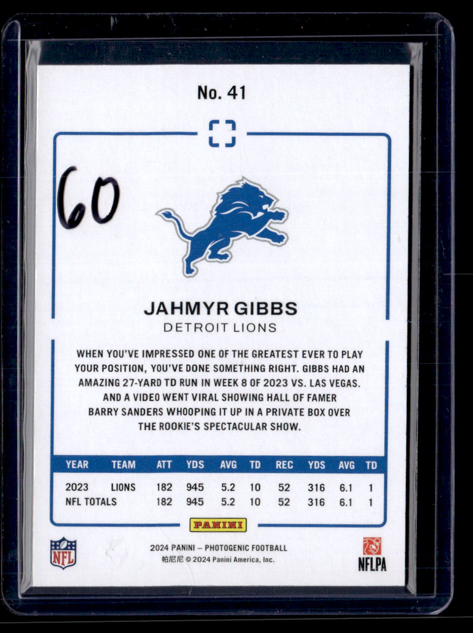 2024 Photogenic #41 Jahmyr Gibbs /25