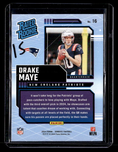 2024 Donruss #16 Drake Maye Rated Rookies Retro