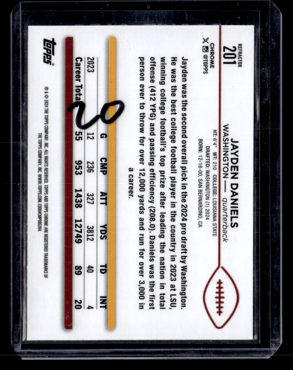 2024 Topps Chrome #201 Jayden Daniels Refractor