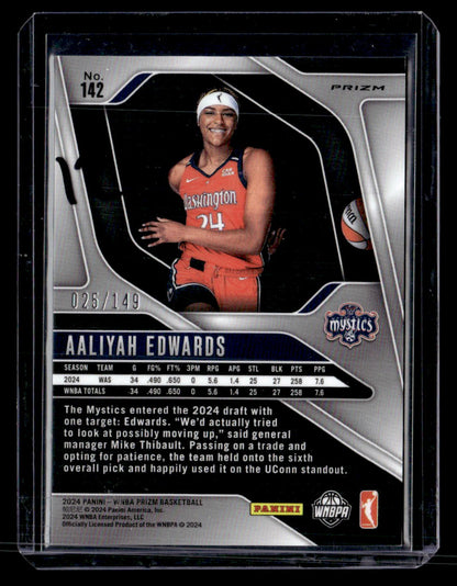 2024 Panini Prizm WNBA #142 Aaliyah Edwards Purple /149