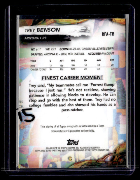 2024 Topps Finest RFA-TB Trey Benson Autograph /50