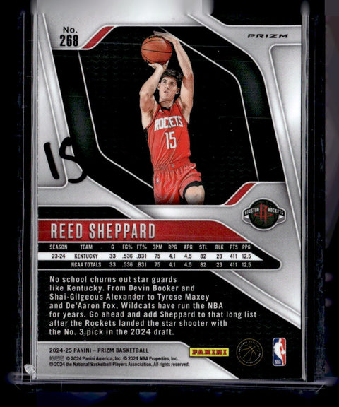 2024-25 Panini Prizm #268 Reed Sheppard Silver Hyper
