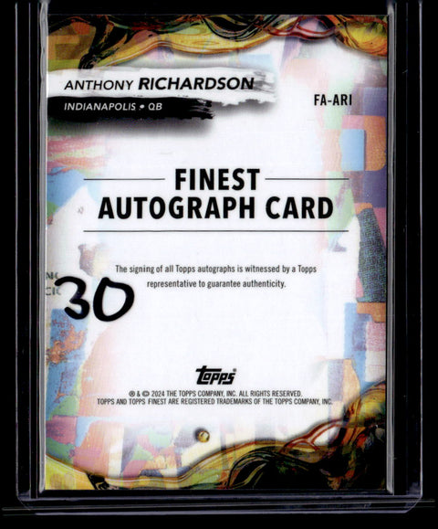 2024 Topps Fnest FA-ARI Anthony Richardson Autograph /25