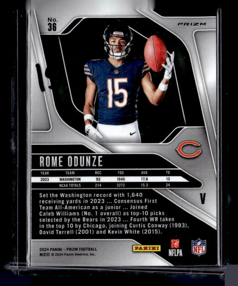 2024 Panini Prizm #36 Rome Odunze Silver
