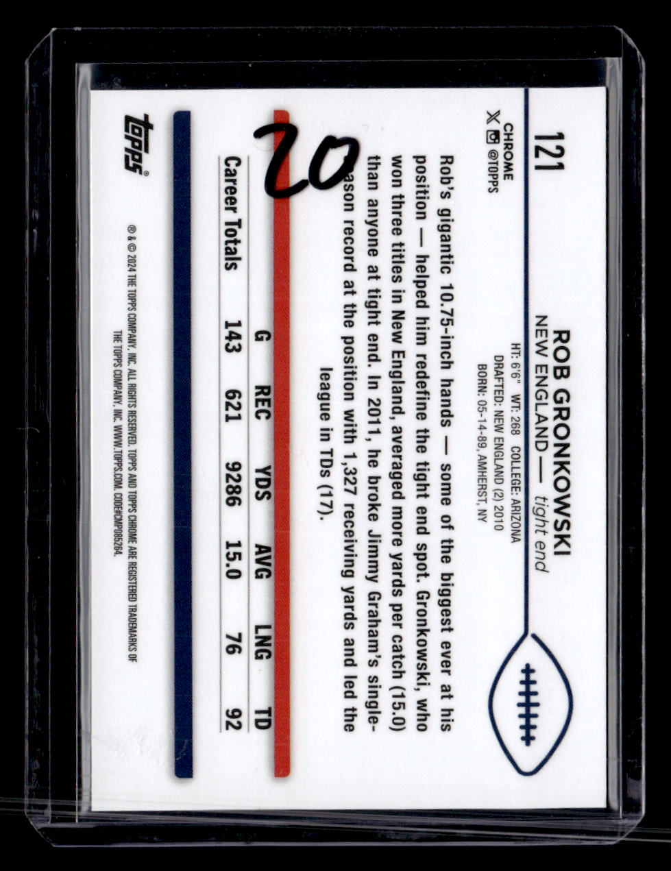 2024 Topps Chrome #121 Rob Gronkowski Gold /50
