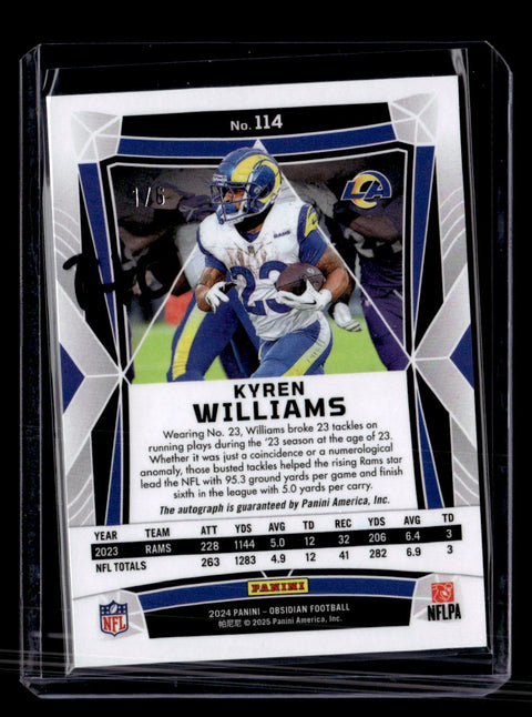 2024 Panini Obsidian #114 Kyren Williams Jade Green Autograph /6