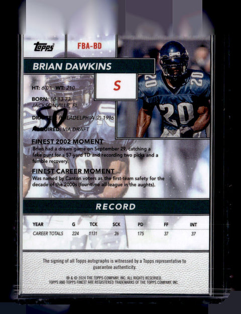 2024 Finest #FBA-BD Brian Dawkins Flashback Autographs Refractor