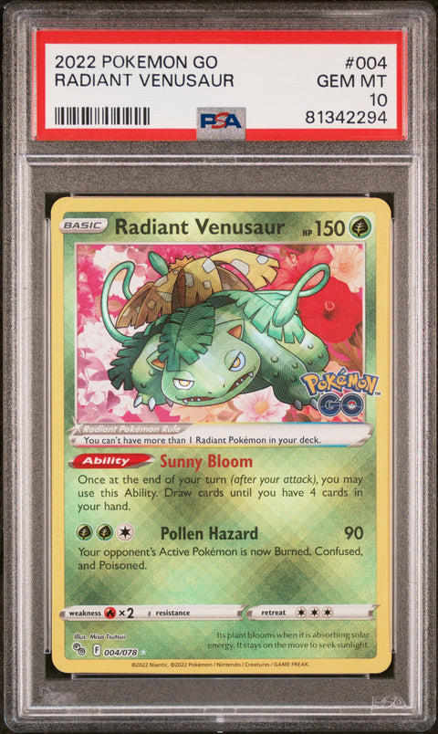 2022 Pokemon Go Radiant Venusaur #004 PSA 10