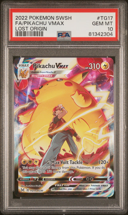2022 Pokemon Sword & Shield Lost Origin Fa/Pikachu Vmax #TG17 PSA 10