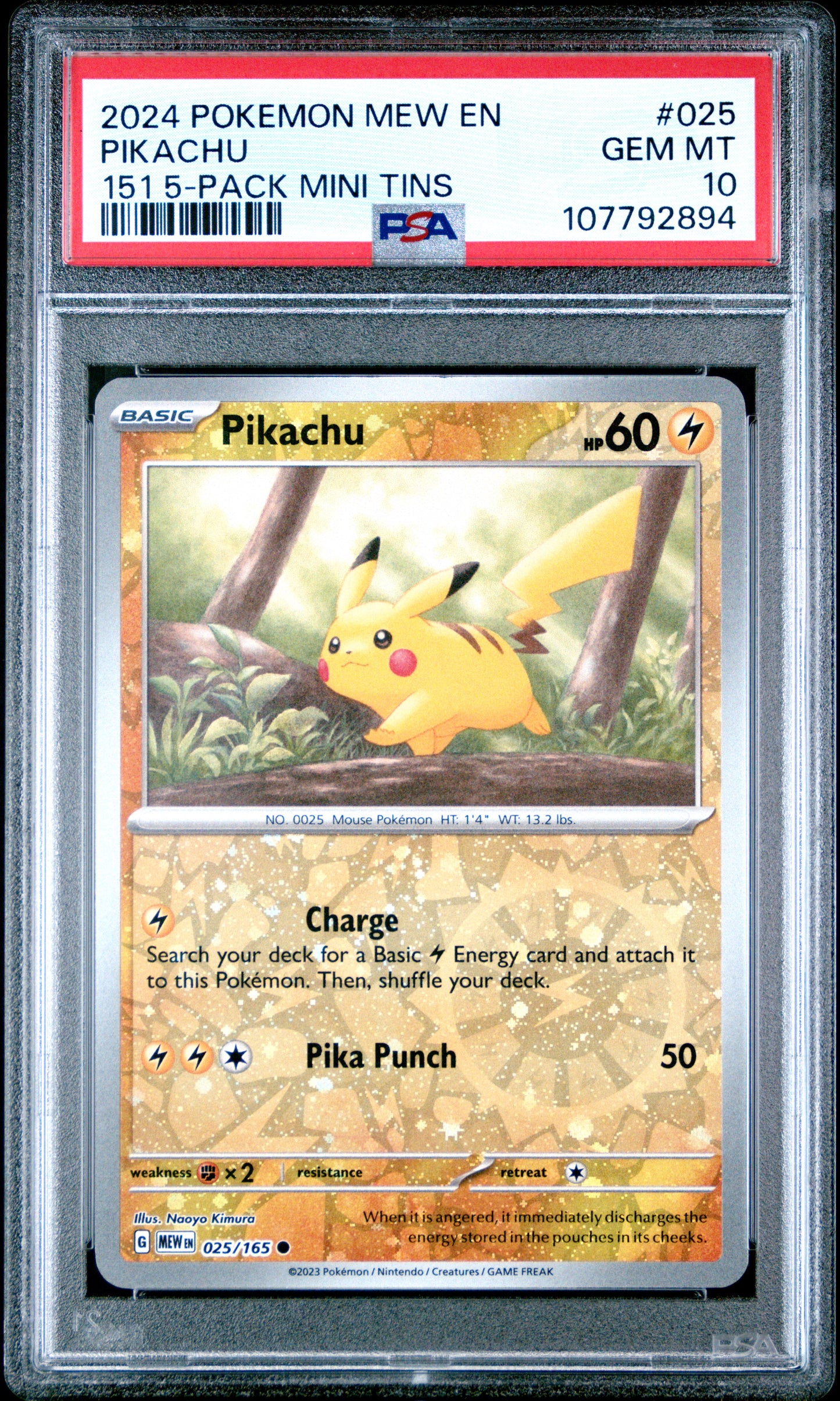 2024 Pokemon Mew En-151 Pikachu #025 PSA 10