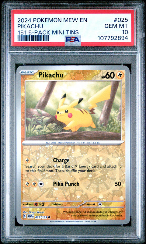 2024 Pokemon Mew En-151 Pikachu #025 PSA 10
