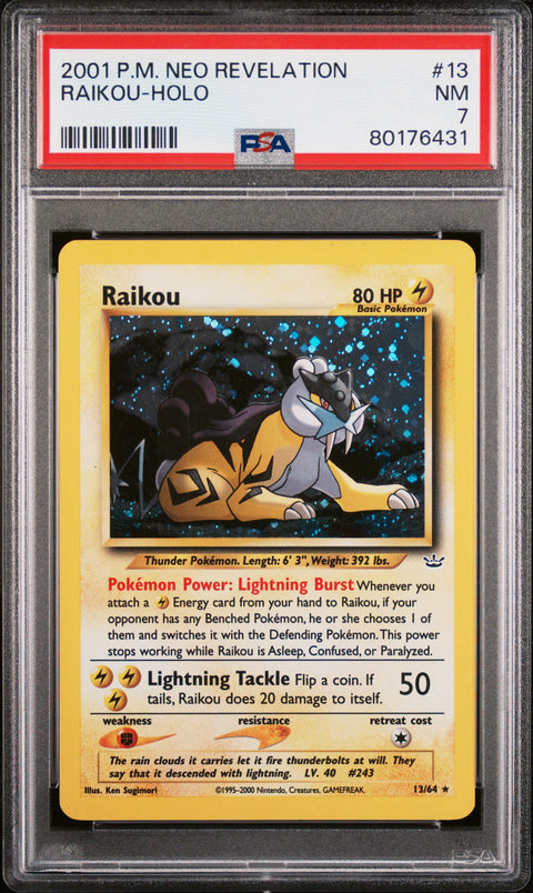2001 Pokemon Neo Revelation Raikou-Holo #13 PSA 7