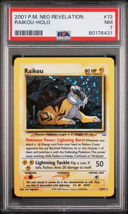 2001 Pokemon Neo Revelation Raikou-Holo #13 PSA 7