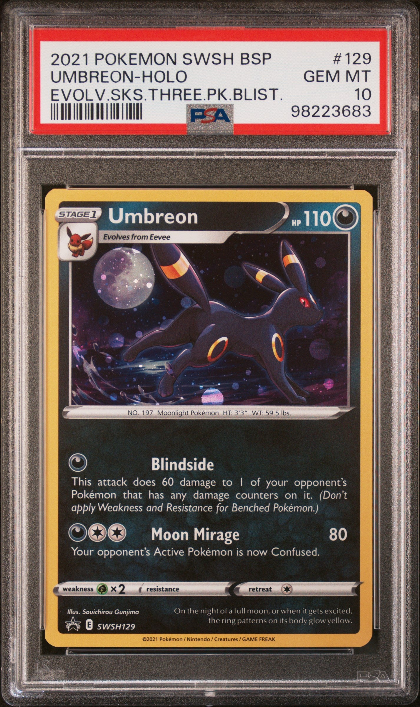 2021 Pokemon Swsh Black Star Promo Umbreon-Holo #129 PSA 10