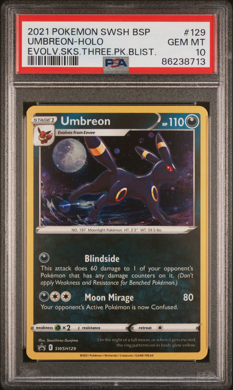 2021 Pokemon Swsh Black Star Promo Umbreon-Holo #129 PSA 10
