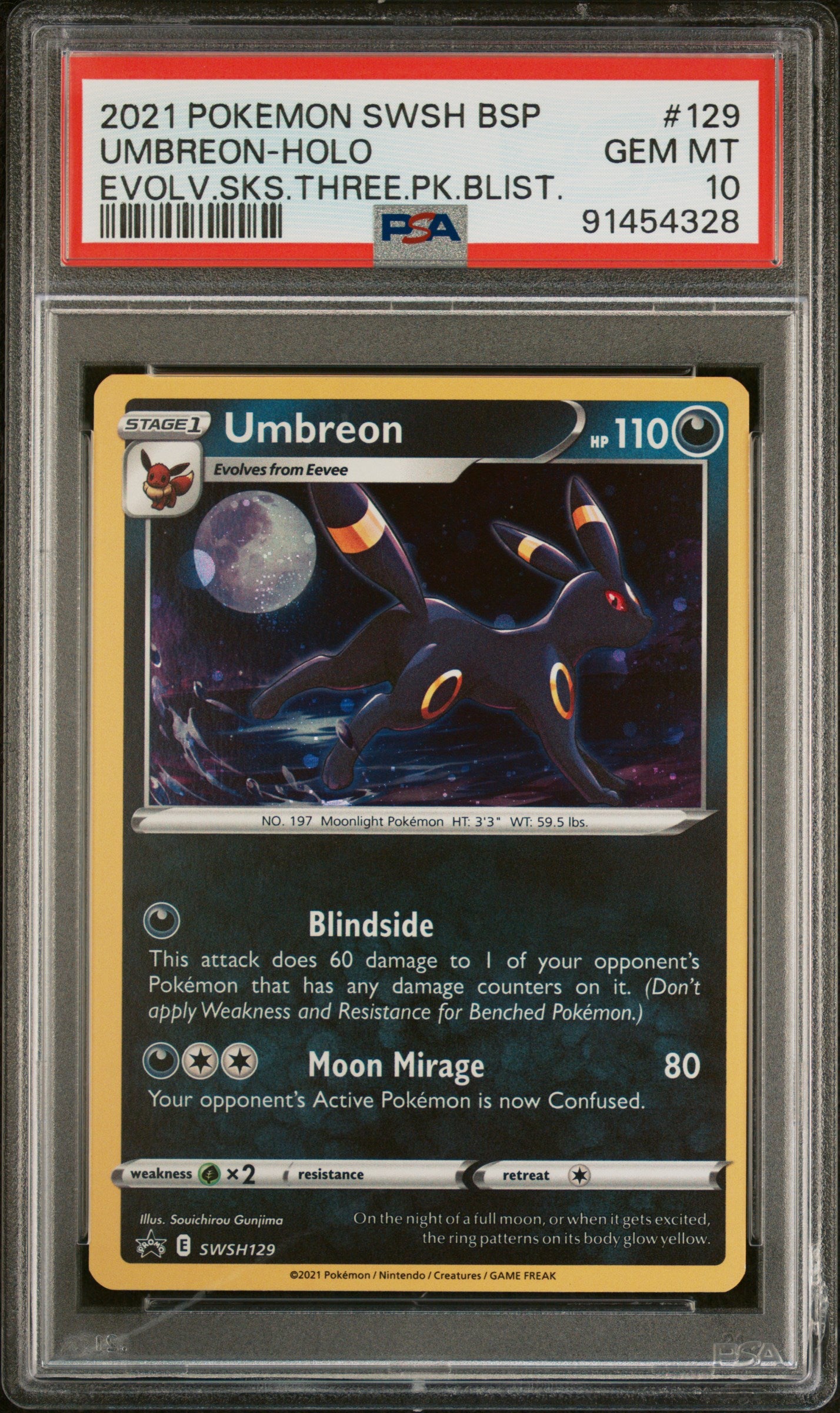 2021 Pokemon Swsh Black Star Promo Umbreon-Holo #129 PSA 10