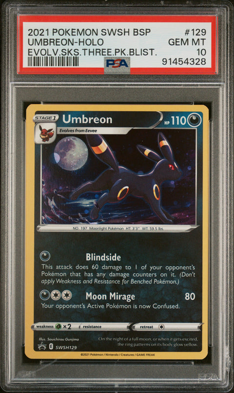 2021 Pokemon Swsh Black Star Promo Umbreon-Holo #129 PSA 10