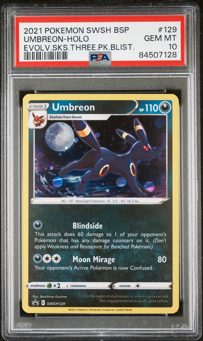 2021 Pokemon Swsh Black Star Promo Umbreon-Holo #129 PSA 10