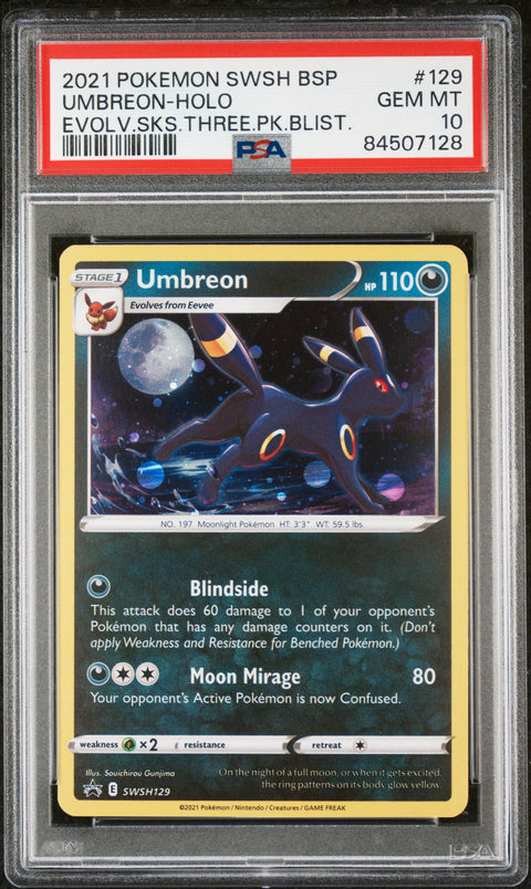 2021 Pokemon Swsh Black Star Promo Umbreon-Holo #129 PSA 10