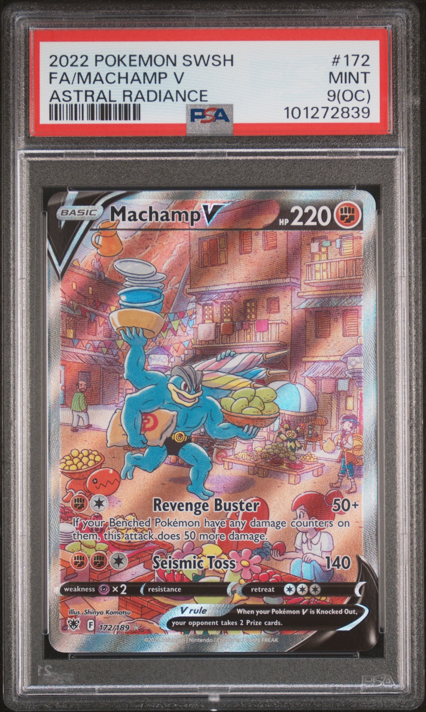 2022 Pokemon Sword & Shield Astral Radiance Fa/Machamp V #172 OC PSA 9