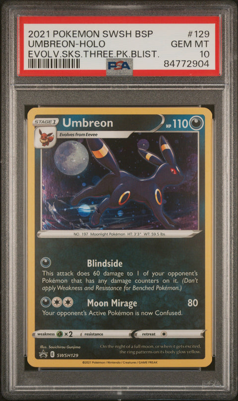 2021 Pokemon Swsh Black Star Promo Umbreon-Holo #129 PSA 10