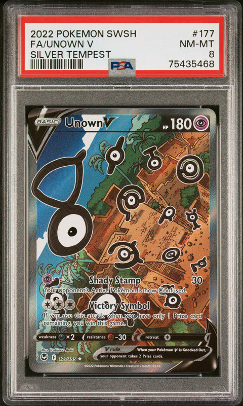 2022 Pokemon Sword & Shield Silver Tempest Fa/Unown V #177 PSA 8