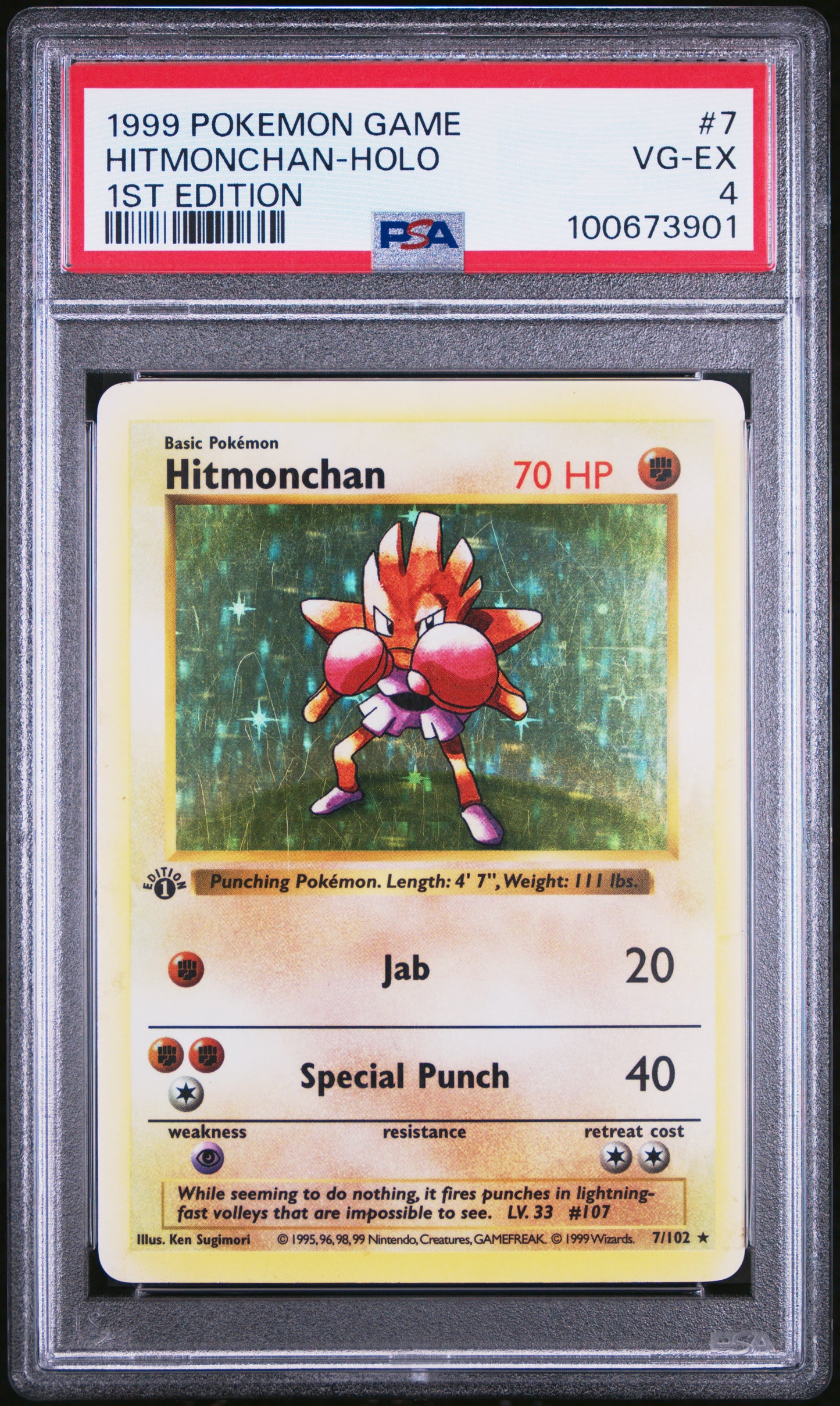 1999 Pokemon Game Hitmonchan-Holo #7 PSA 4